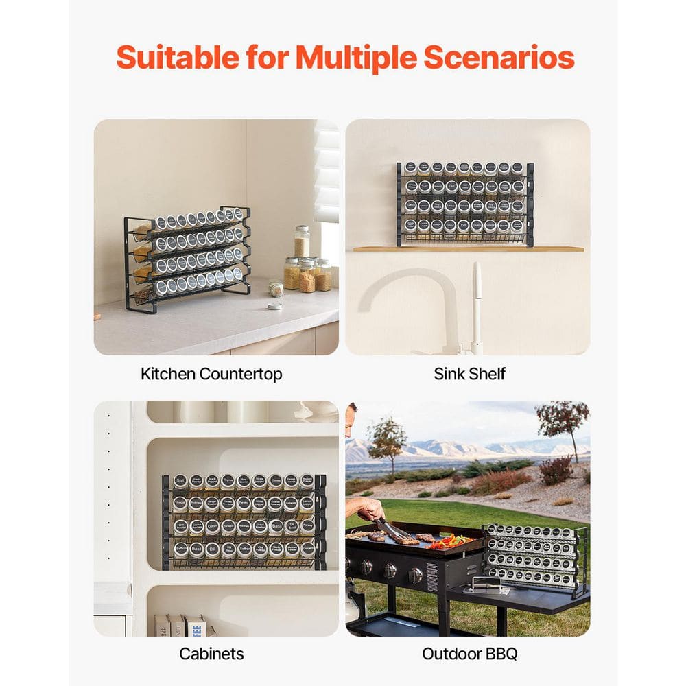 18×11 in. Spice Rack Organizer for Cabinet, Spice Organizer with 36-Empty Spice Jars, Lids, Spice Labels, for Countertop - Hercitys