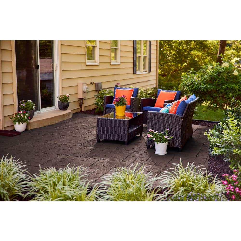 24 in. x 24 in. x 5/8 in. Brown Dual-Sided Rubber Paver (4-Pack) - Hercitys