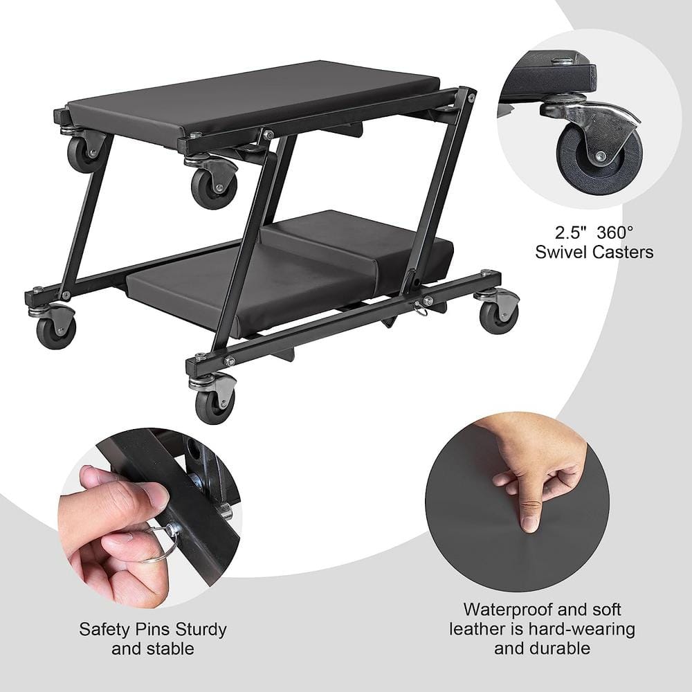 300lbs. 36in. Creeper Seat, Foldable Creeper.with 6 pcs Wheels. - Hercitys