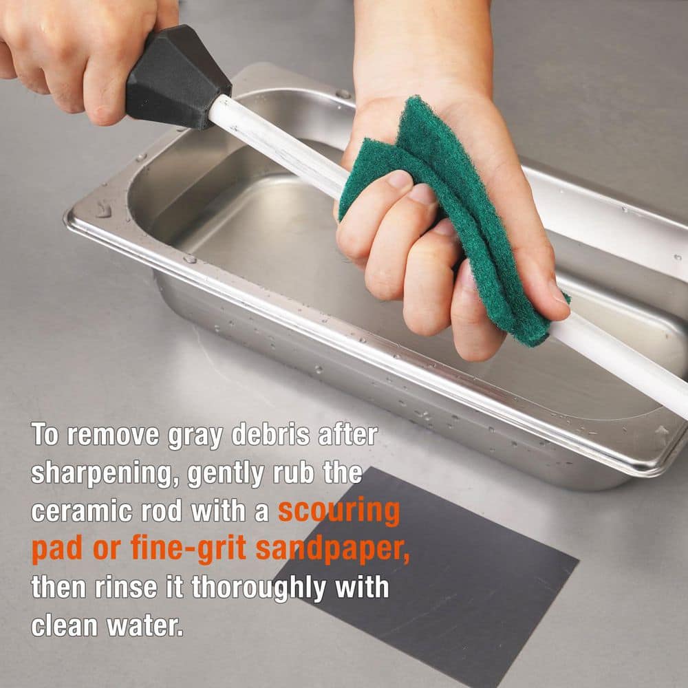 17.5 in. x 1.7 in. Ceramic Sharpening Honing Steel with Built-In Angle Guides and Anti-Breaking Cap - Hercitys