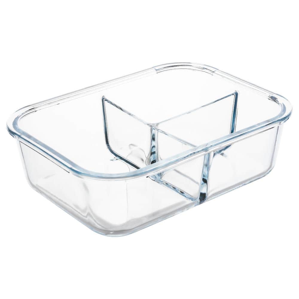 51 oz. 3-Piece Glass 3 Divider Meal Prep Containers - Hercitys