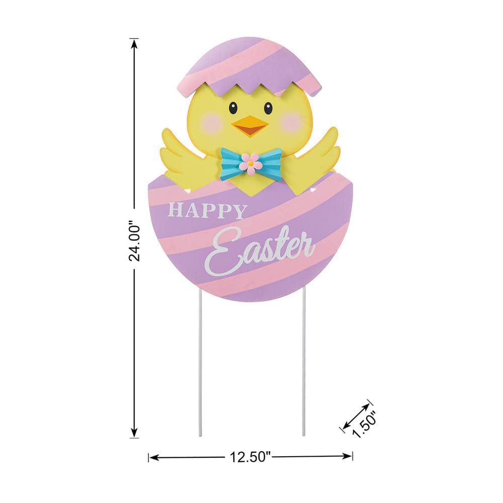 24 in.H Easter Metal Chick Egg Yard Stake (KD) - Hercitys