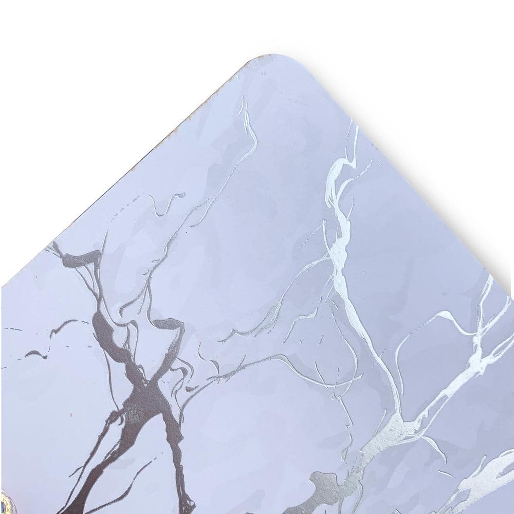 12 in. x 18 in. Silver/Gray Marble Cork Placemat and Coaster (Set of 8) 4-Placemats and 4-Coasters - Hercitys