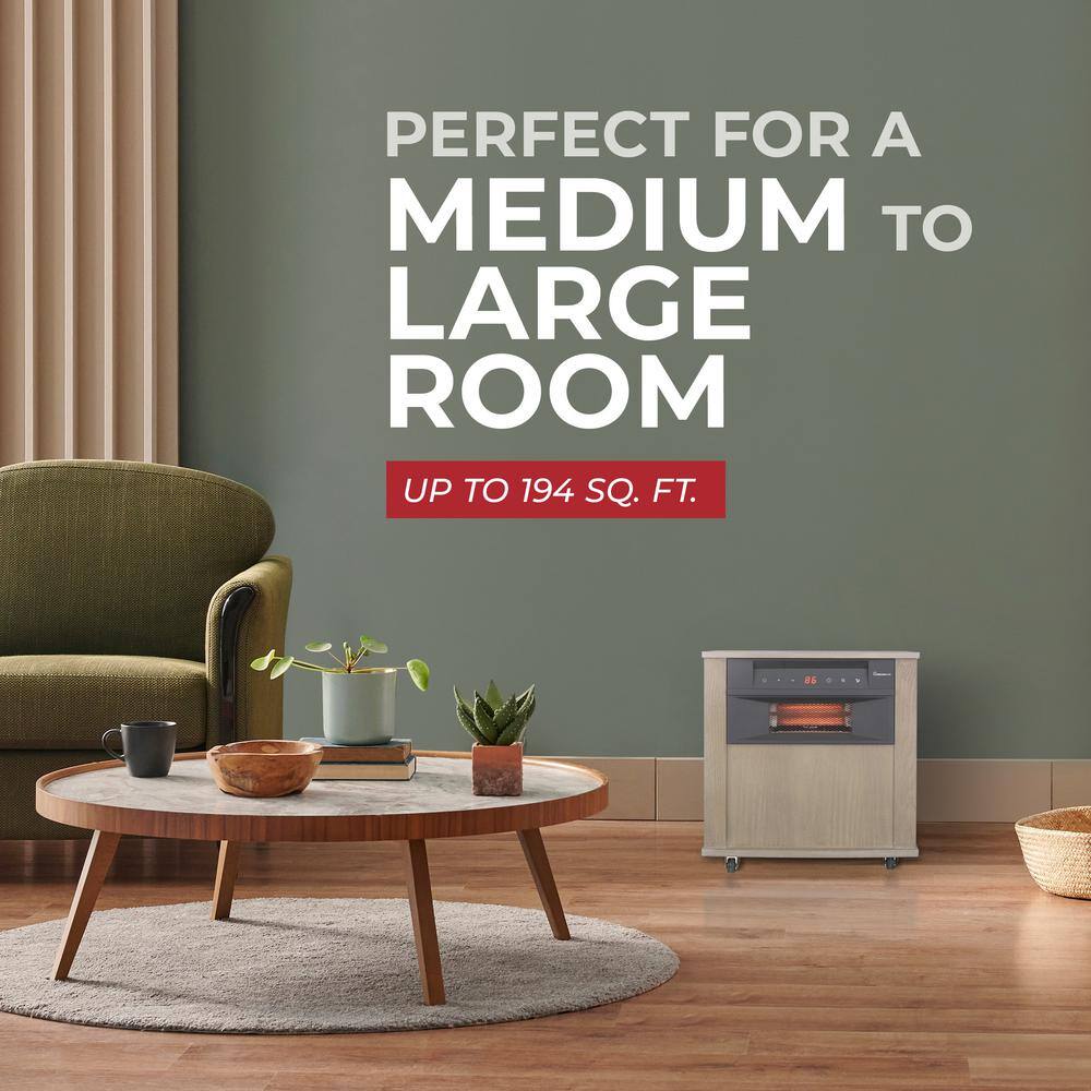 18 in. 1000-Volt/1500-Watt Digital 6-Tube Infrared Heater with Remote - Hercitys