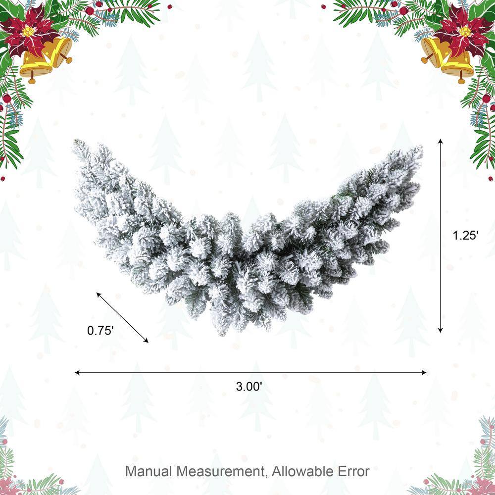 3 ft. L Pre-Lit Snow Flocked Christmas Swag, with 50 Warm White LED Lights, Three Function - Hercitys