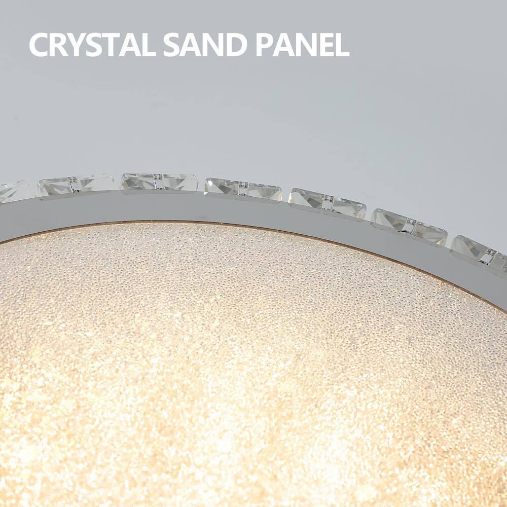 19.7 in. 45-Watt Modern White Integrated LED Flush Mount with Clear K9 Crystal Shade - Hercitys