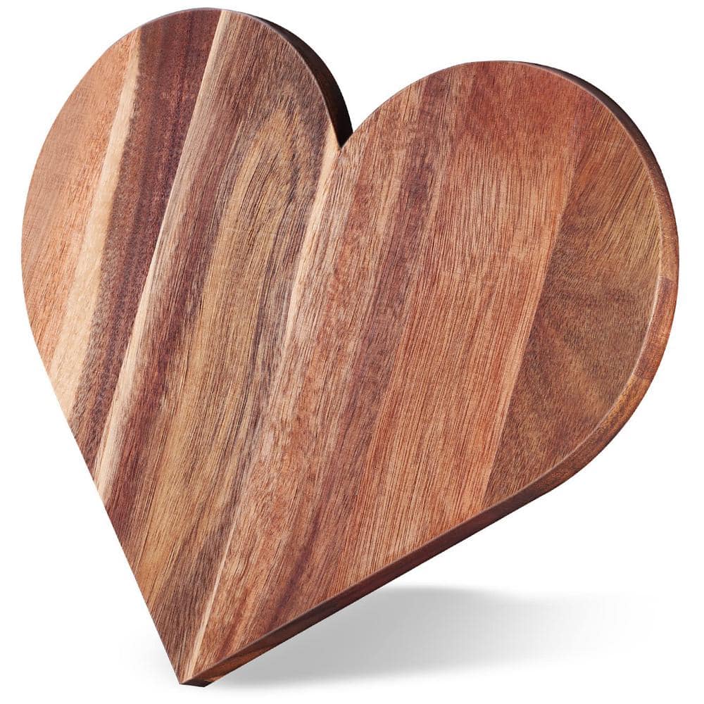 1-Piece Acacia Wood Heart Shaped Cutting Board Charcuterie and Cheese Board Gift-Ready (Classic Style) - Hercitys