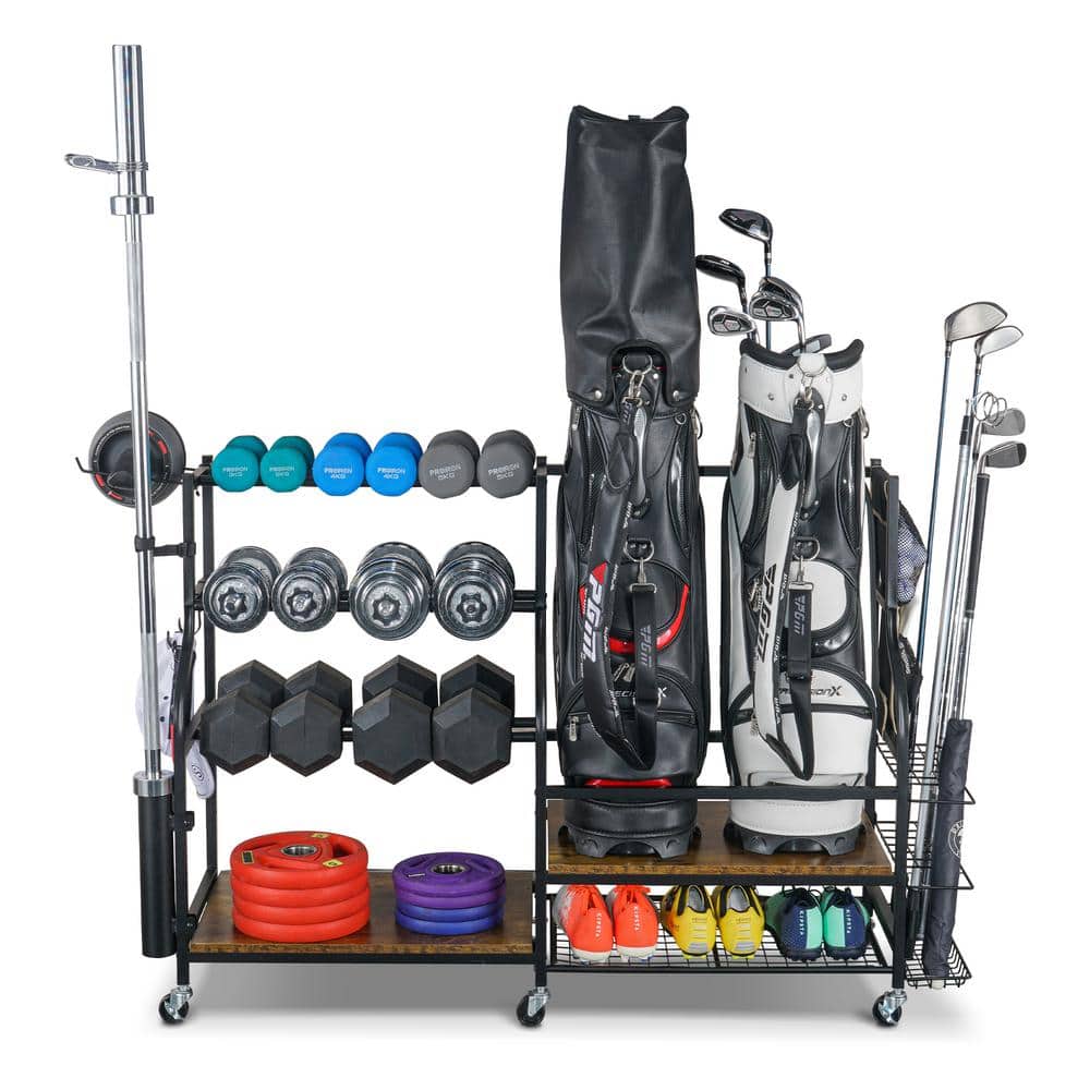 250 lbs. Weight Capacity Sports Storage Garage Organizer Home Gym Workout Storage Rack Multifunction Equipment Rack - Hercitys