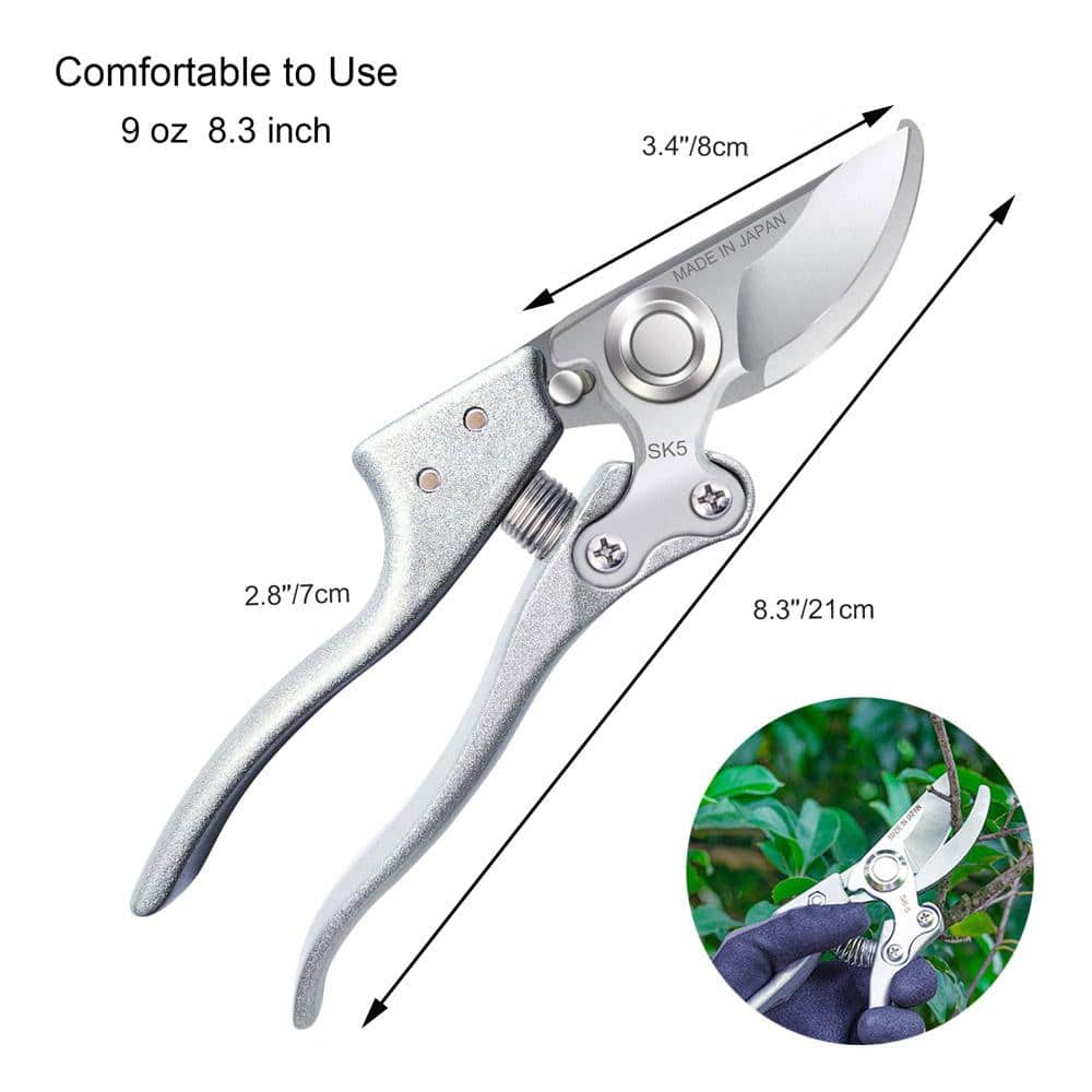 2 in. Silver Garden Professional Bypass Pruning Shears - Hercitys