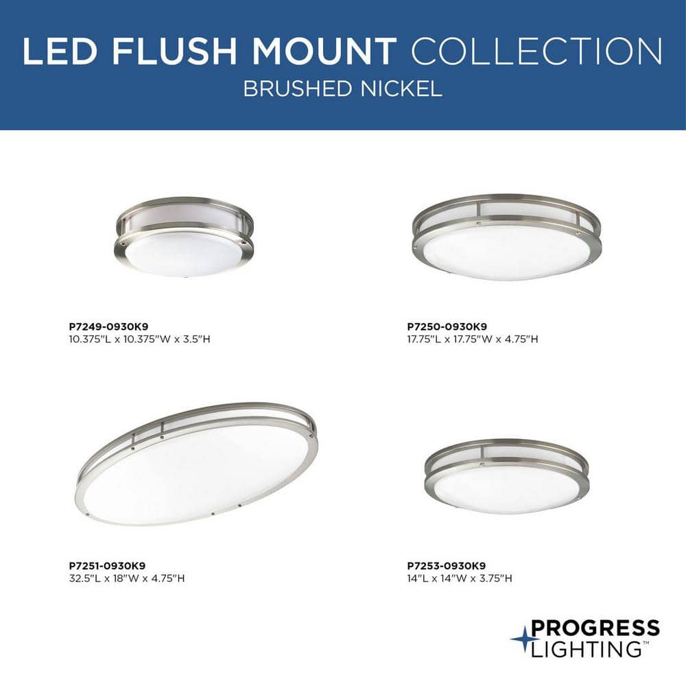 17.75 in. CTC COMM Collection 31 -Watt Brushed Nickel Integrated LED Flush Mount - Hercitys