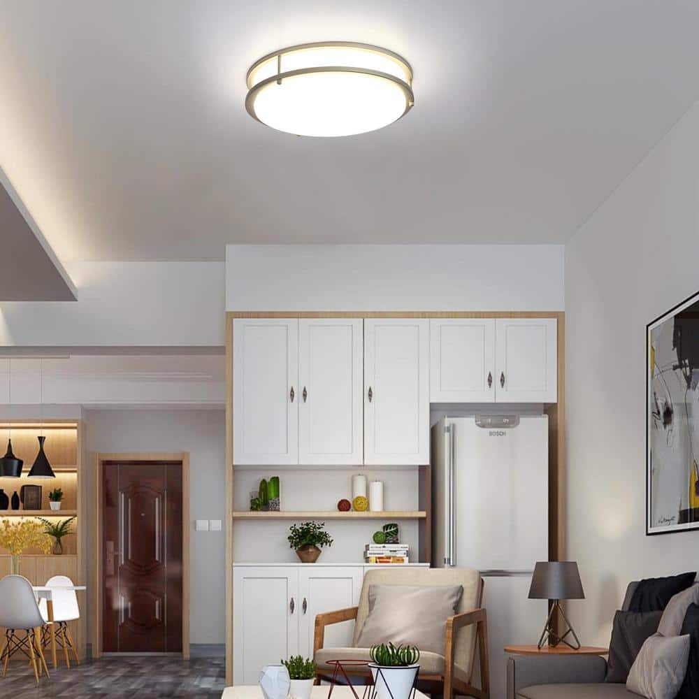 14 in. Silver Dimmable CCT Integrated LED Flush Mount Ceiling Light Fixture - Hercitys