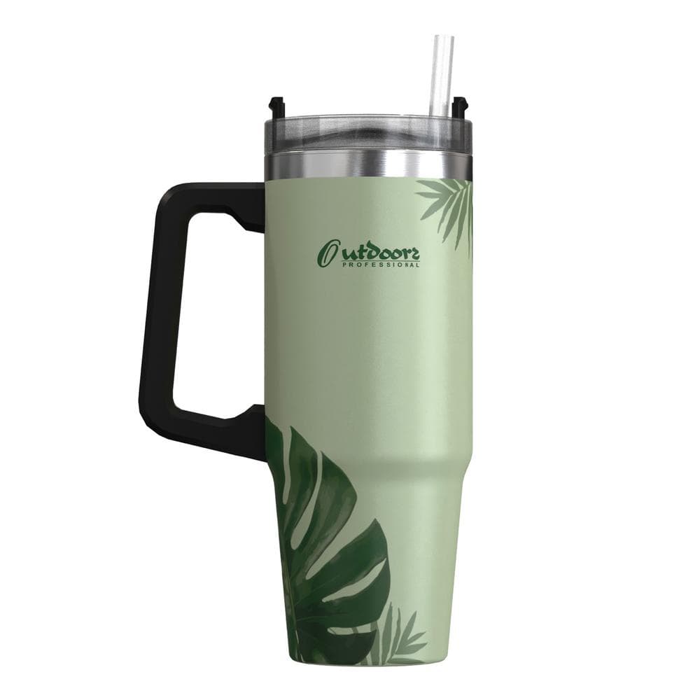 30 oz. Double-Walled Insulated Tropical Green Stainless Steel Tumbler - Hercitys