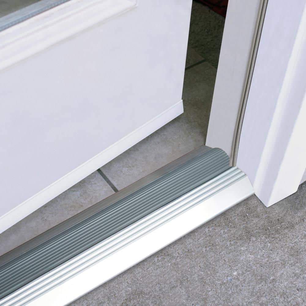 3-3/4 in. x 3/4 in. x 72 in. Silver Aluminum and Vinyl Heavy-Duty Low-Profile Threshold - Hercitys
