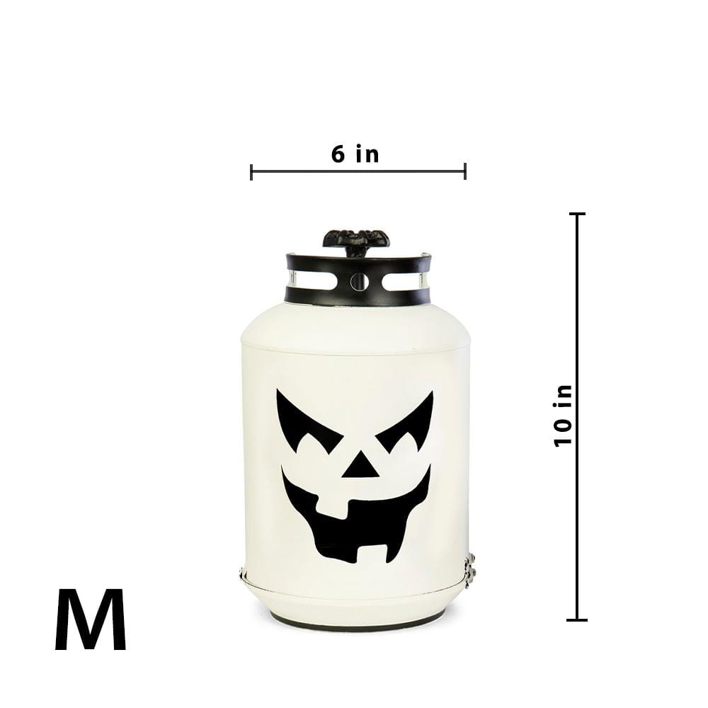 14 in. Halloween White Pumpkin Lanterns – Replica Propane Lanterns (Set of 3) - Hercitys
