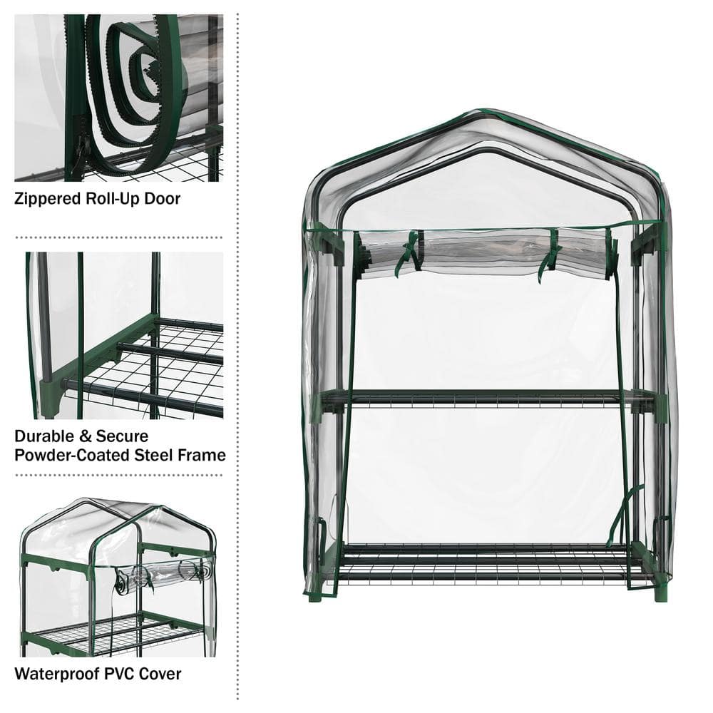 27 in. W x 19 in. D x 37.5 in. H PVC/Steel Clear Mini Greenhouse - Hercitys