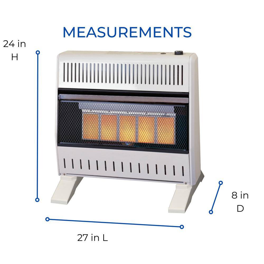 30,000 BTU Natural Gas Ventless Infrared Plaque Space Heater With Base Feet, Manual Control – Model# MN300HPA-B - Hercitys