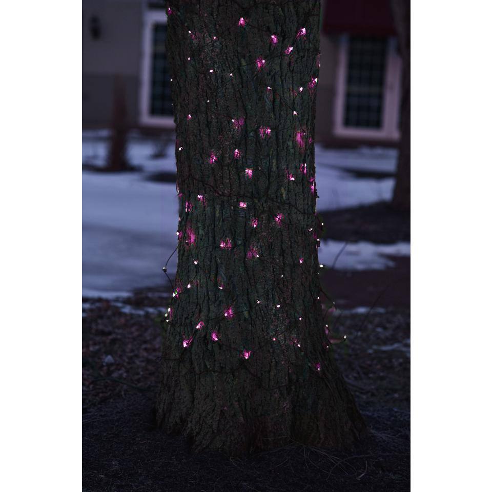 2 ft. x 8 ft. Pink LED Net Style Tree Trunk Wrap Christmas Lights with Brown Wire - Hercitys