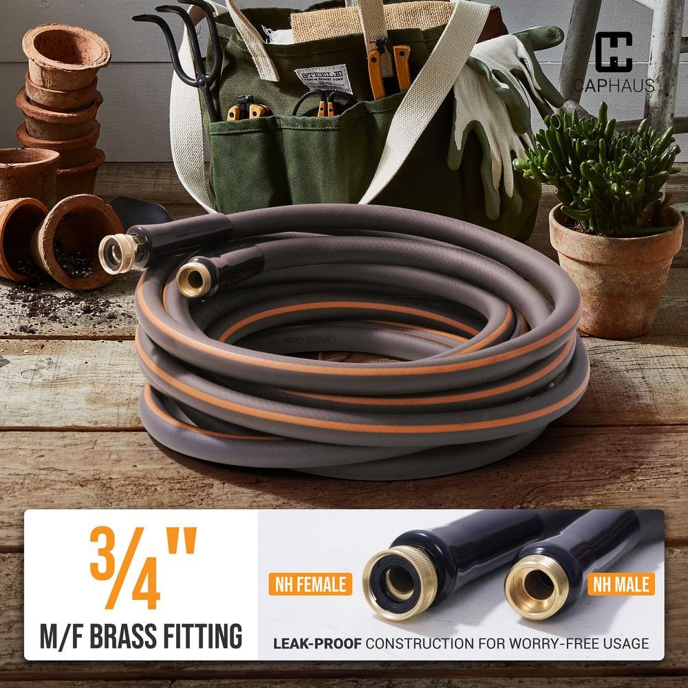 5/8 in. Dia. x 50 ft. Garden Hose with 10 Spray Patterns Nozzle and 3/4 in. NH Solid Brass Fittings, Durable PVC Hose - Hercitys