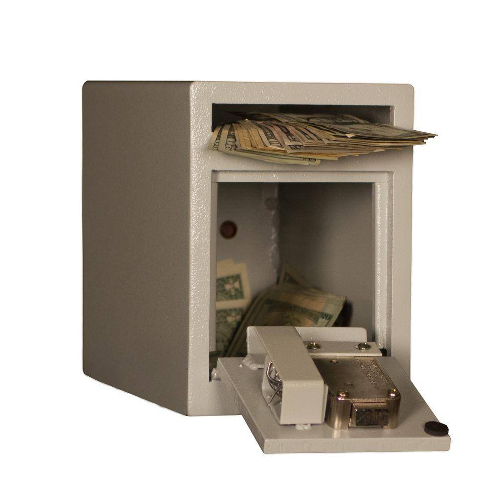 0.23 cu. ft. Steel Deposit Safe with Key Lock, White - Hercitys