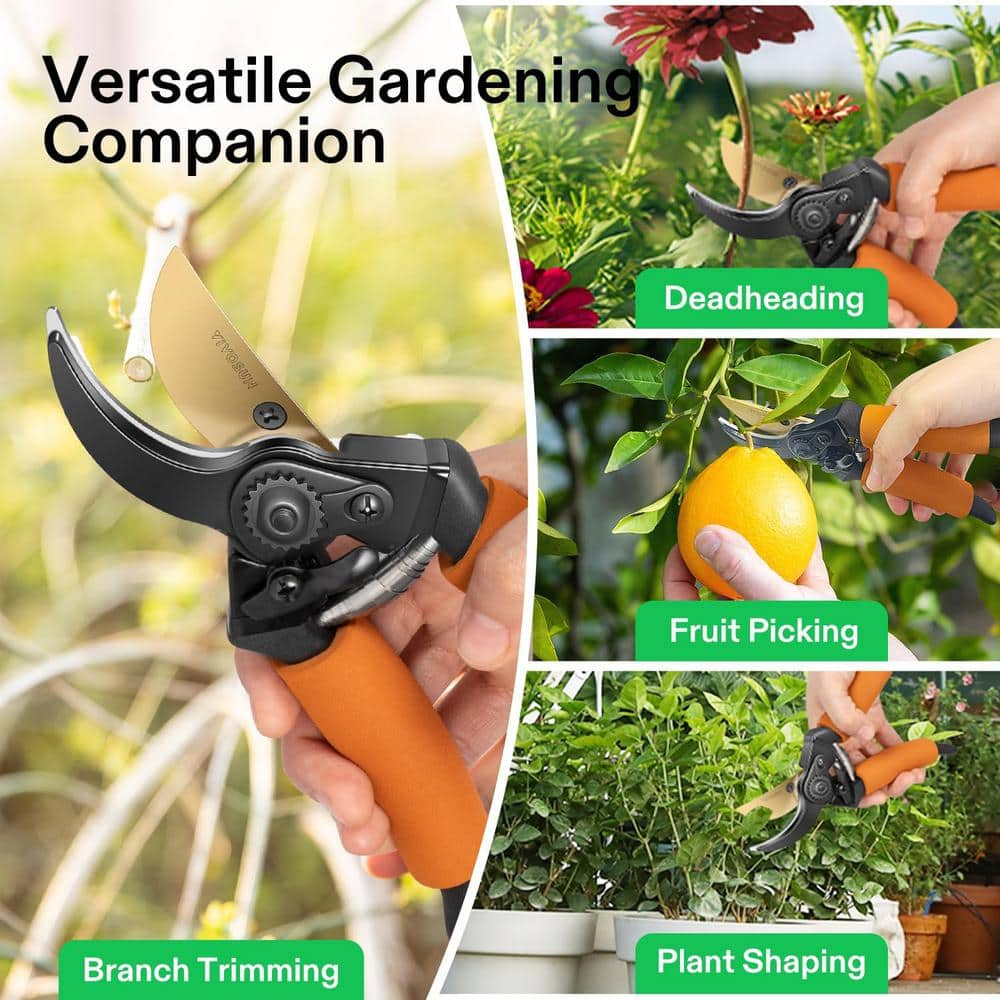 1.6 in. Pruning Shears with Bypass 3/4 in. Cut Capacity SK5 Blades, Cushion-Covered Handle and Safety Lock - Hercitys