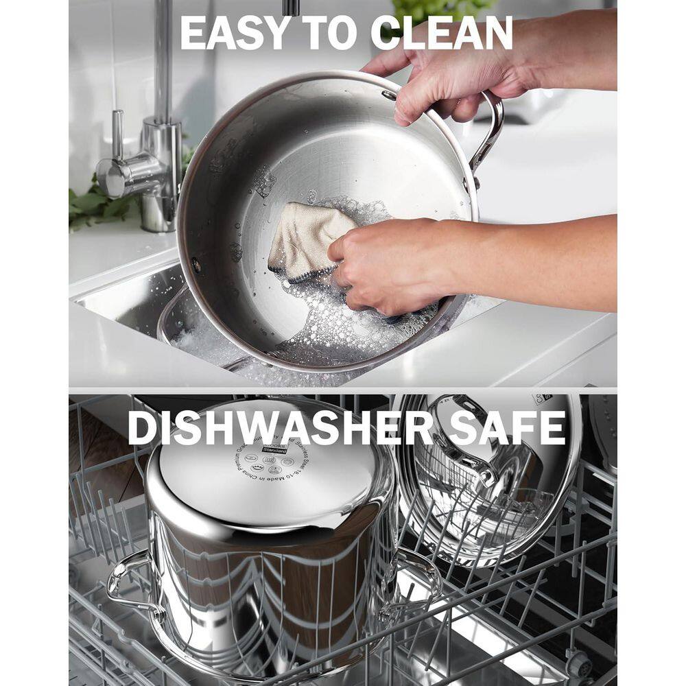 12-qt. Multi-Ply Clad Stainless Steel Stock Pot with Lid - Hercitys