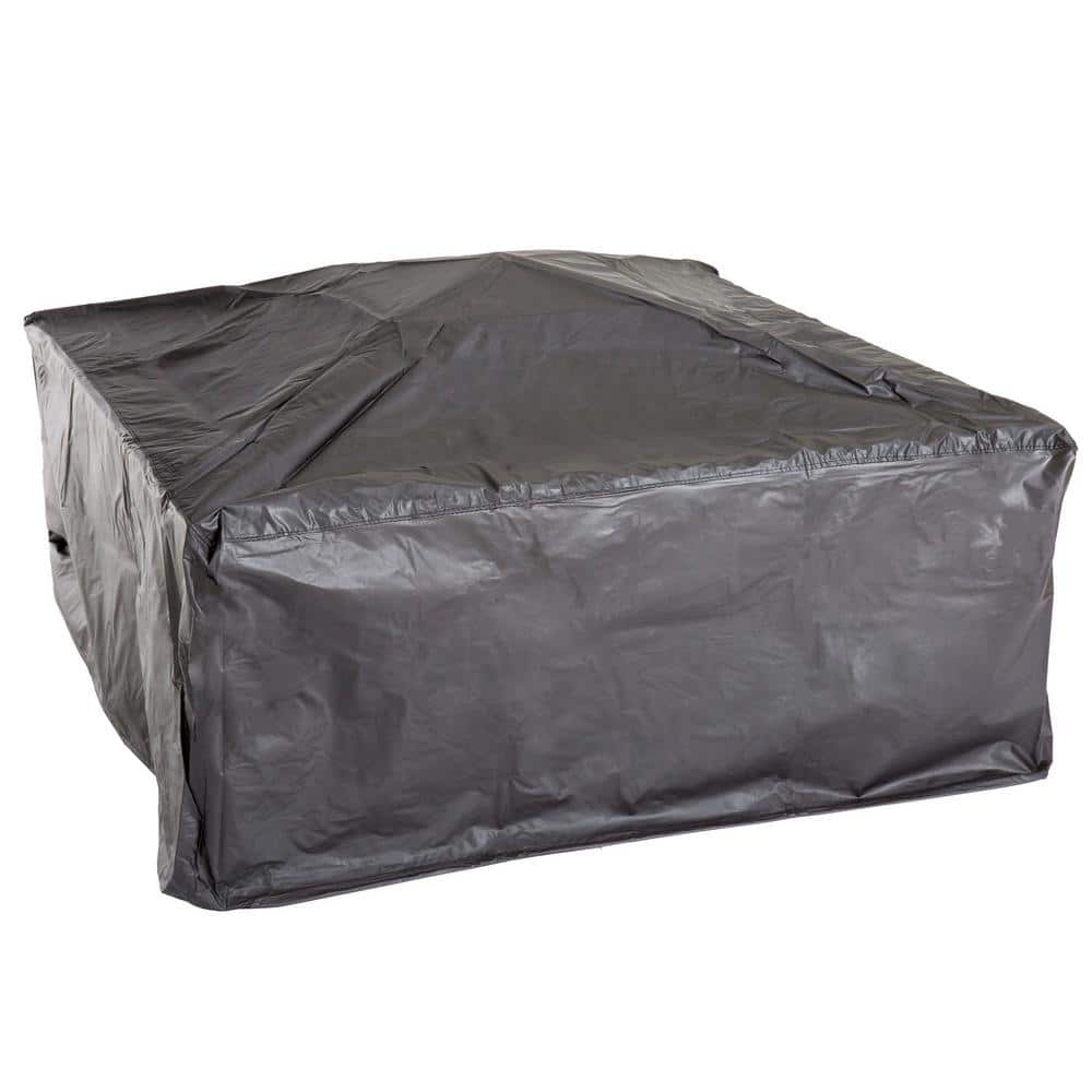 32 in. Steel Square Tile Fire Pit with Spark Screen and Poker - Hercitys