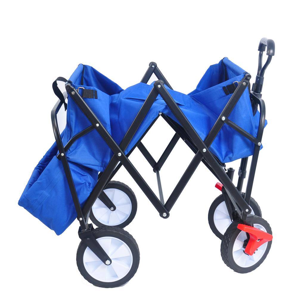 5.20 cu. ft. Red Steel Folding Garden Cart with Adjustable Handle. - Hercitys