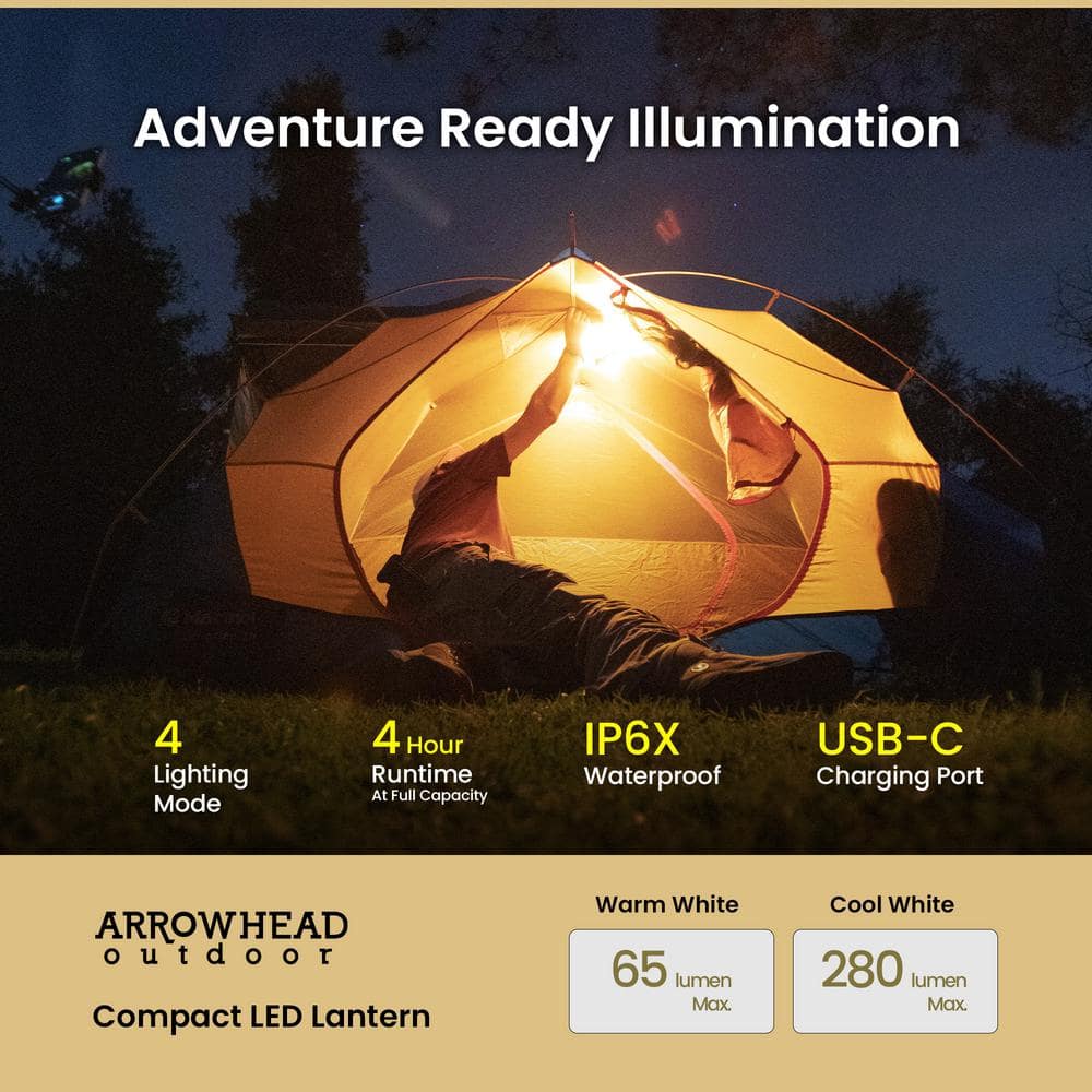 280 Lumen Rechargeable LED Camping Lantern Flashlight - Hercitys