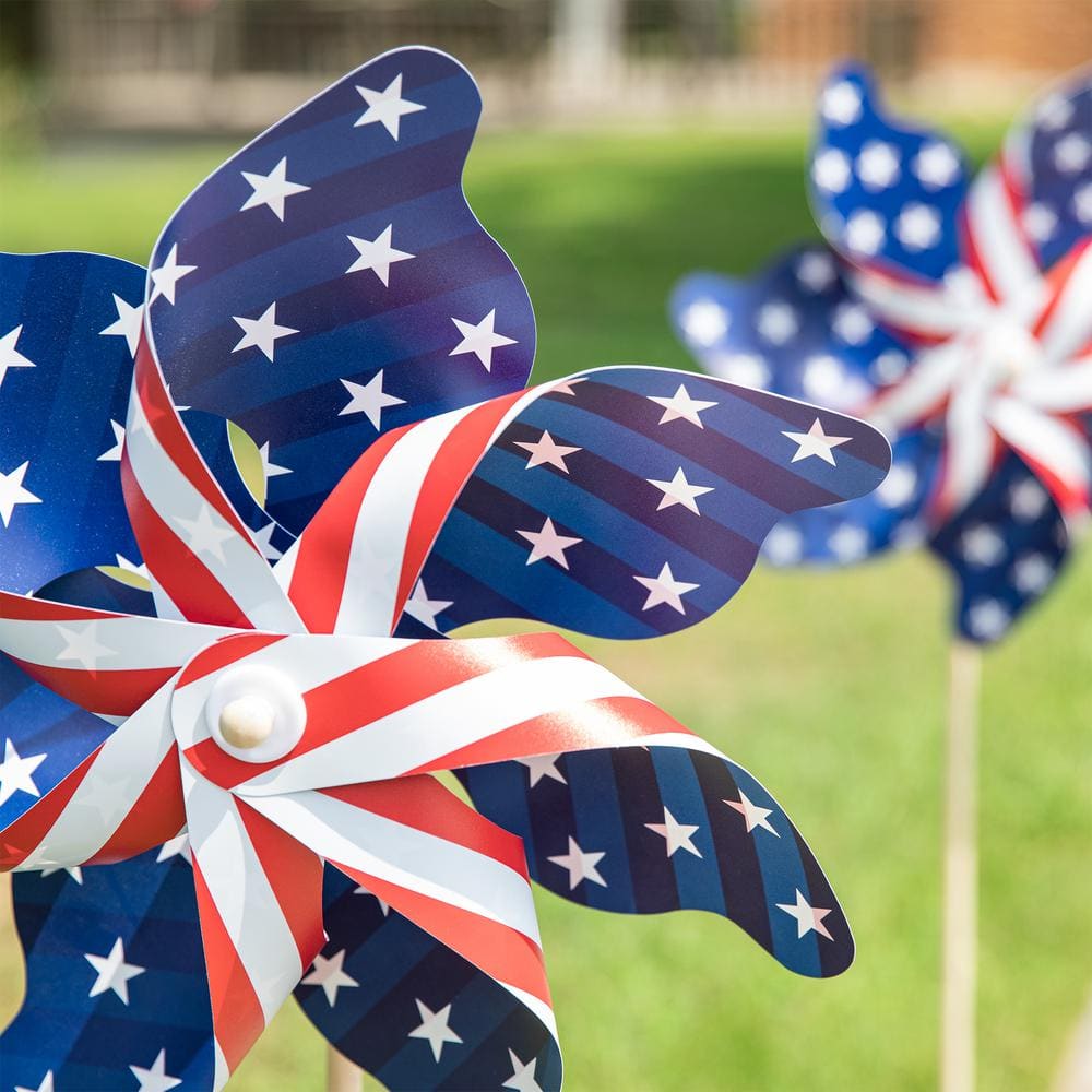 43.25 in. H Set of 4 Patriotic/Americana Plastic Windmills(KD) - Hercitys