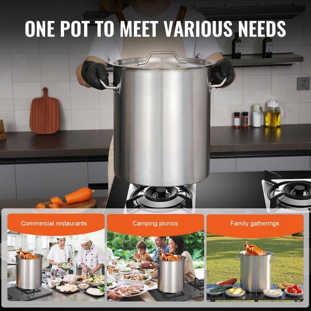 42 qt. Stainless Steel Stock pots Heavy Duty Commercial Grade Stock Pot Large Cooking Pots, Silver - Hercitys