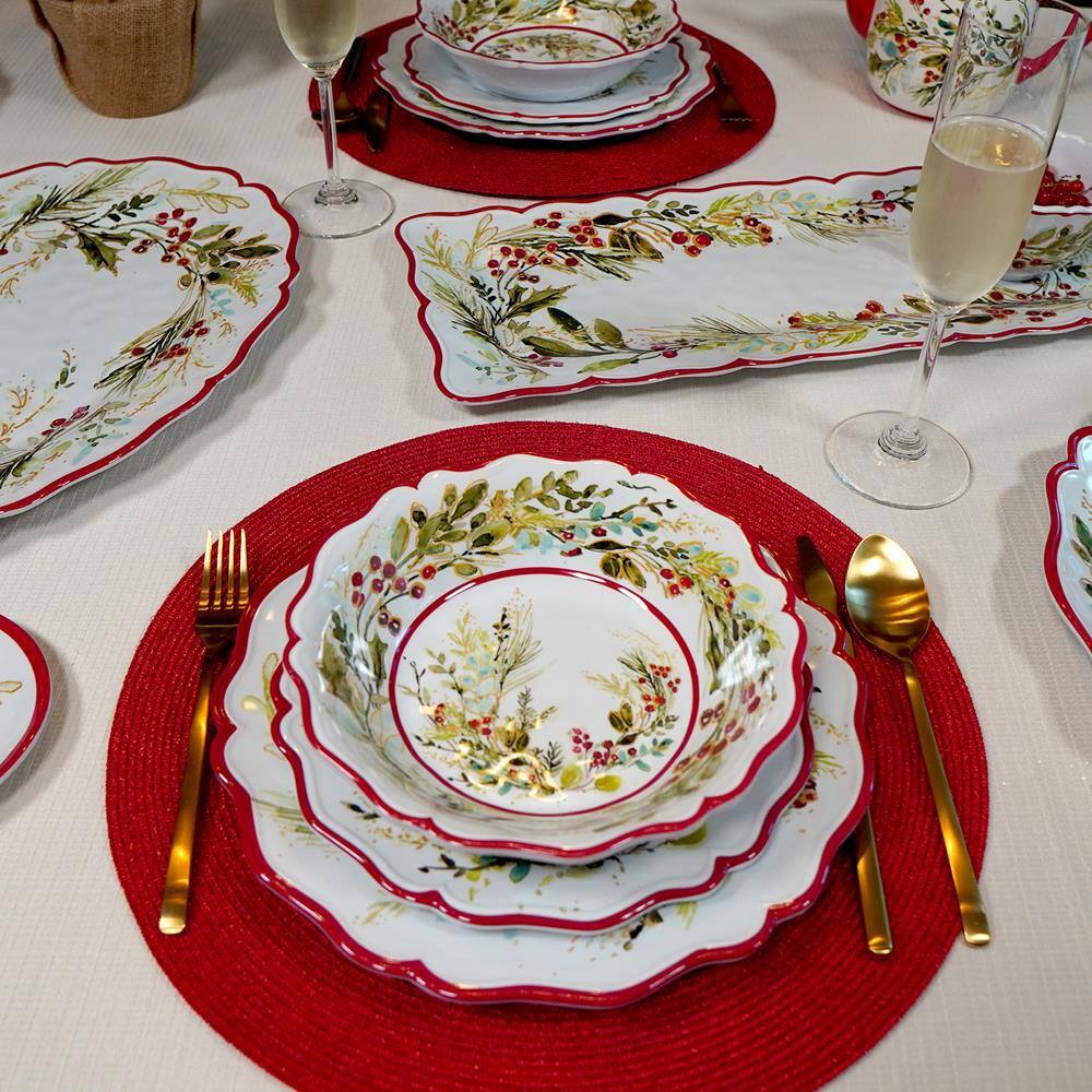 12-Piece Melamine Christmas Gatherings Melamine Dinnerware Set - Hercitys