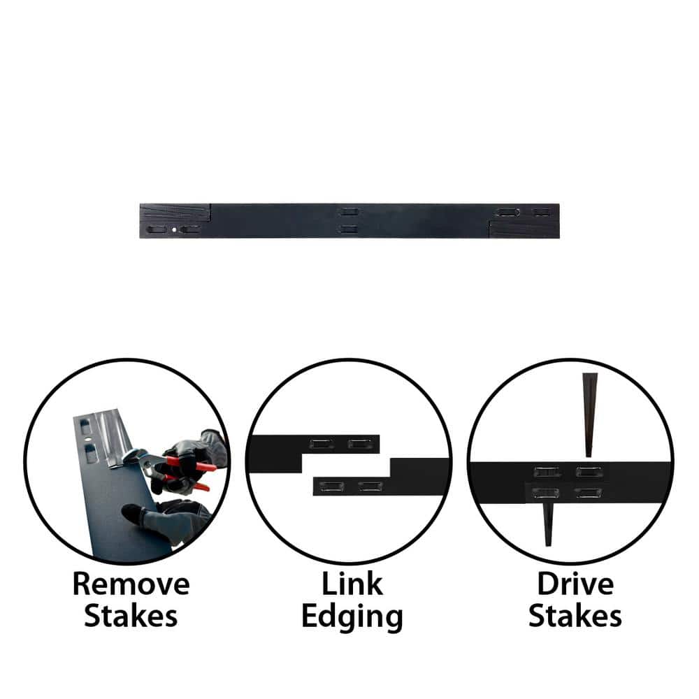 4 ft. L Black Metal Landscape Edging with 4 Stakes - Hercitys