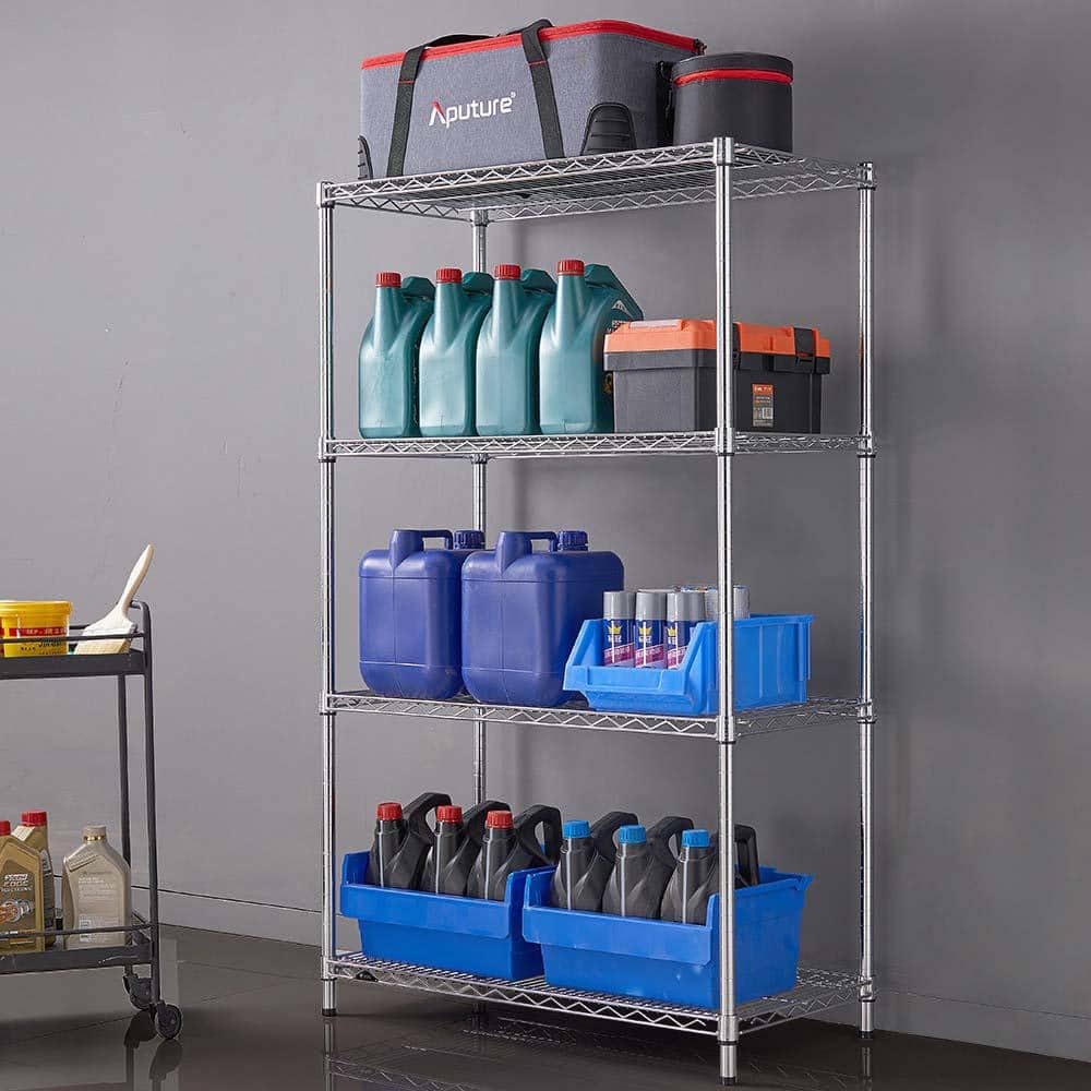 4-Tier Commercial Chrome Shelving Unit (18 in. D x 36 in. W x 59 in. H) - Hercitys
