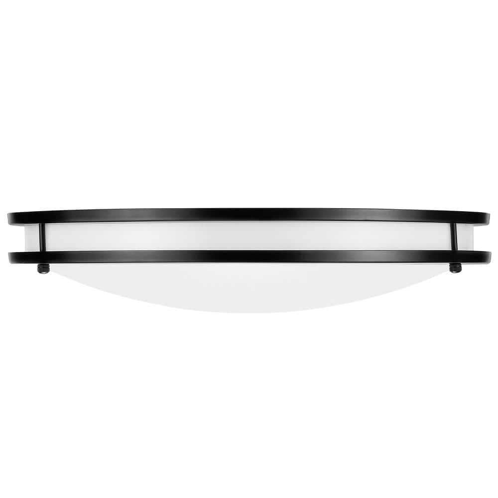16 in. Black LED Ceiling Mount Fixture, 5 CCT 2700K-5000K, 3600 Lumens, Dimmable - Hercitys
