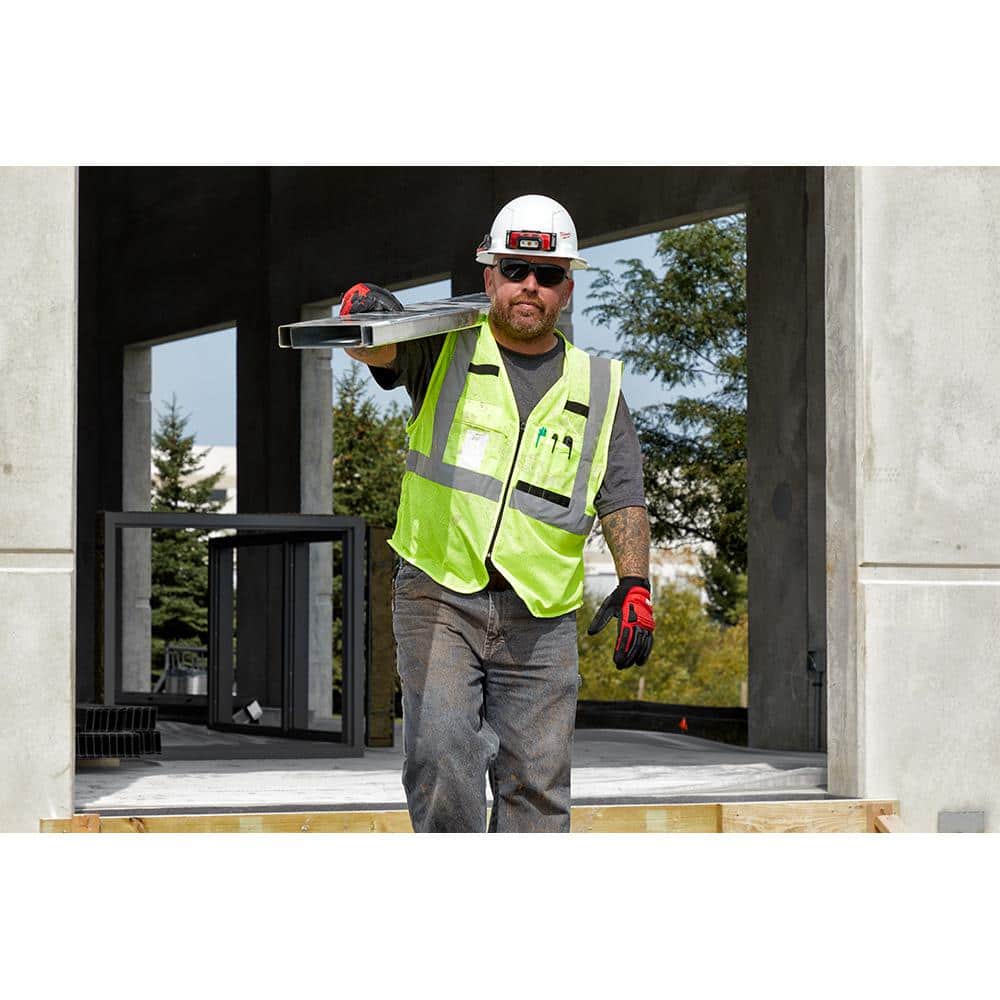 4X-Large/5X-Large Yellow Class 2 Polyester Mesh High Visibility Safety Vest with 9-Pockets - Hercitys