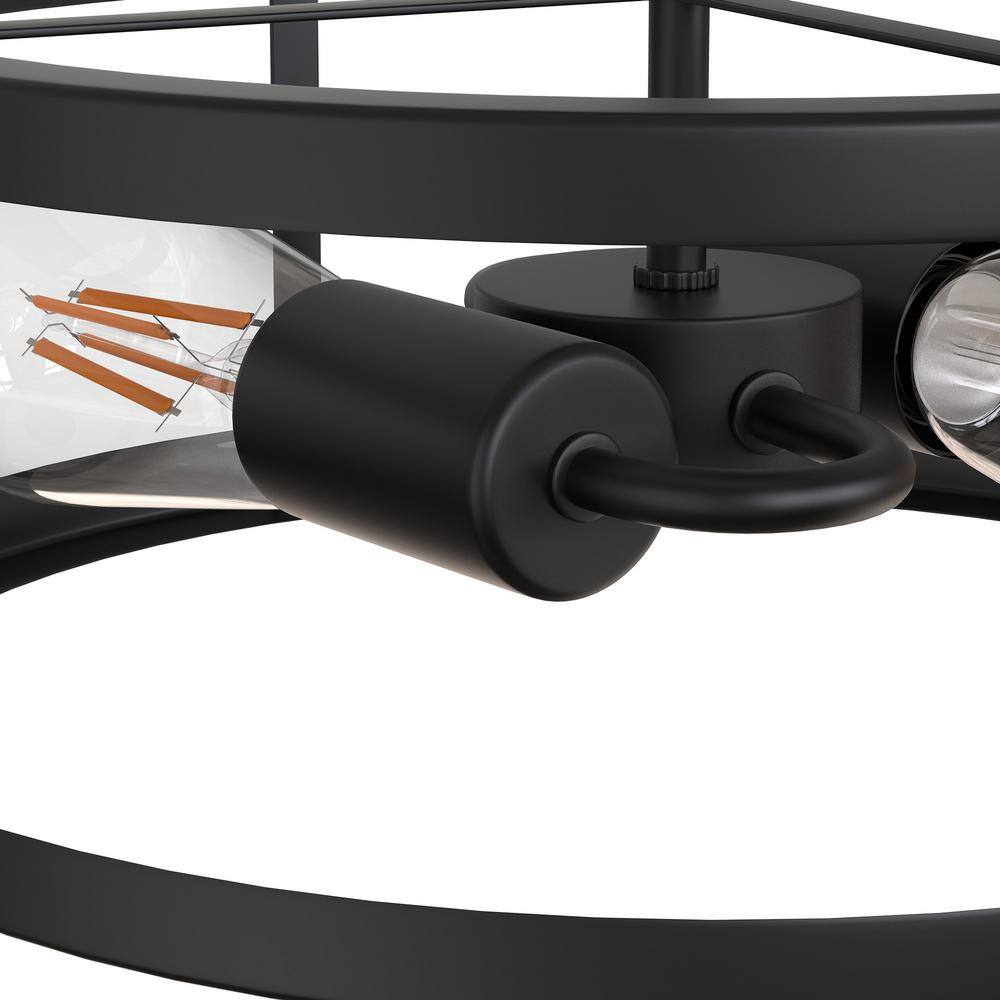 13 in. 2-Light Matte Black Drum Flush Mount - Hercitys