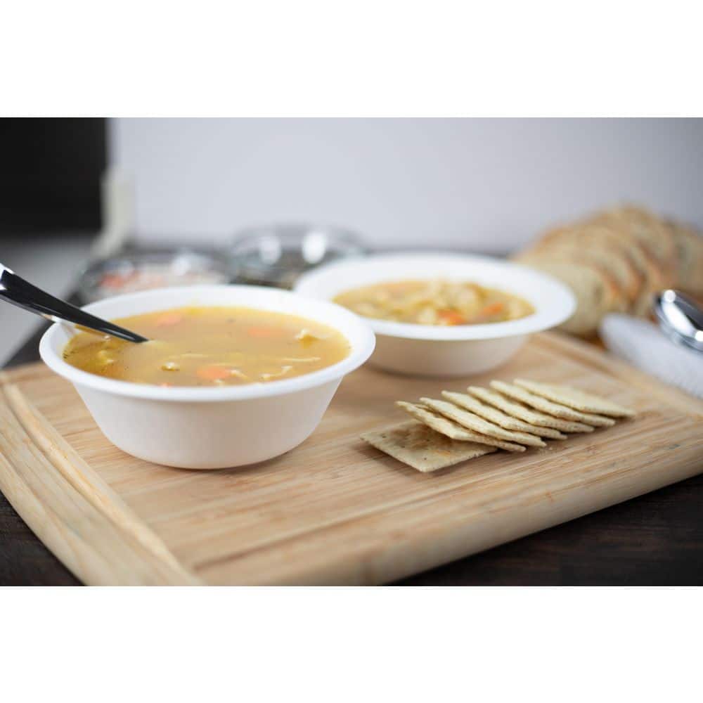 100% Compostable 18 oz. Unbleached Disposable Paper Bowls 150-Pack - Hercitys