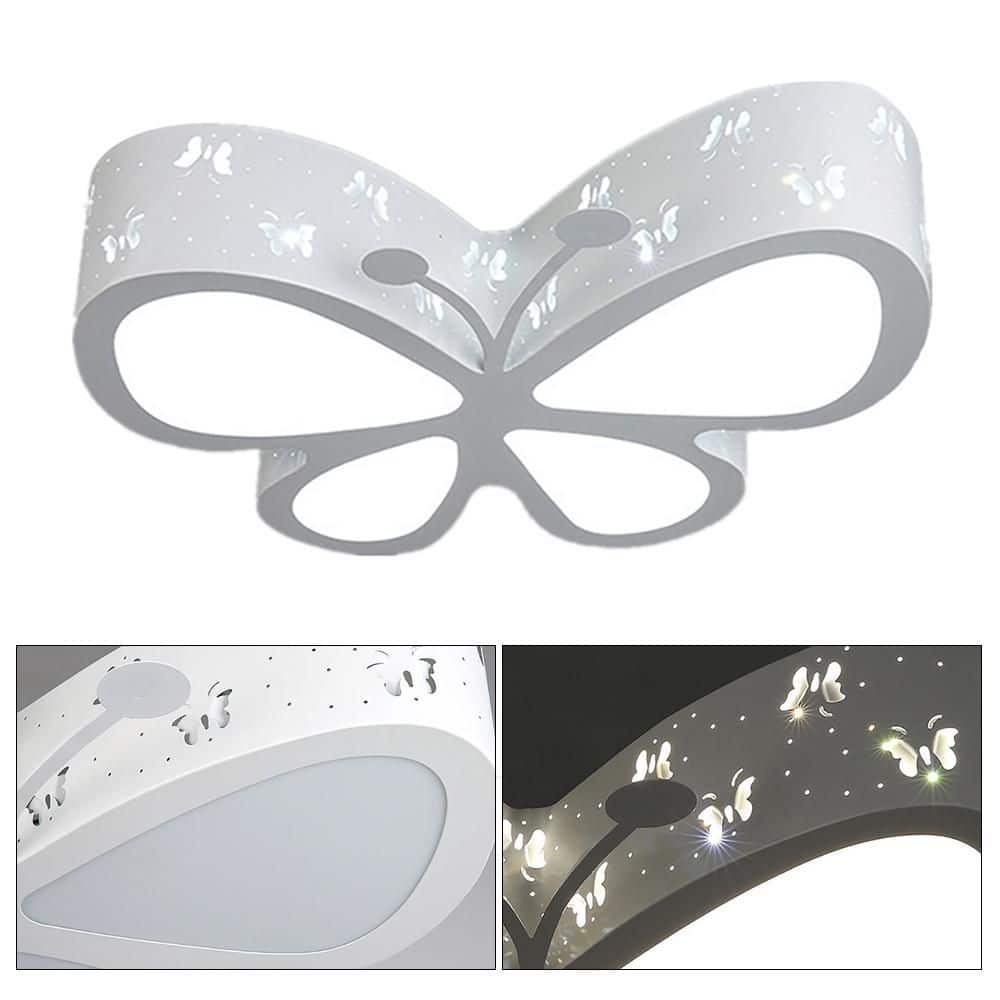 19.7 in. White Creative Butterfly Shape Flush Mount Ceiling Light with Acrylic Shade and Integrated LED Light Included - Hercitys
