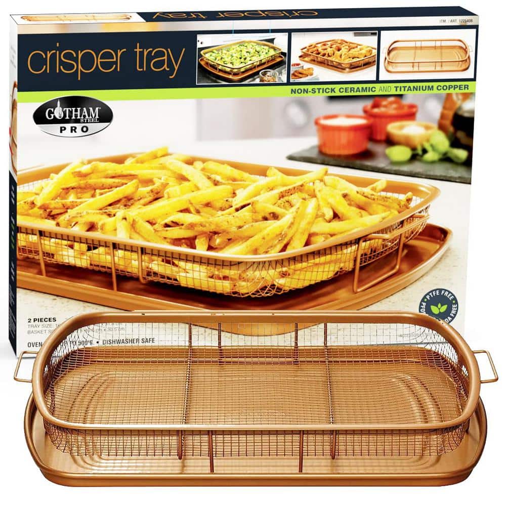 16 in. x 12 in. Aluminum Ti-Ceramic Nonstick Heat Circulating Crisper Tray - Hercitys