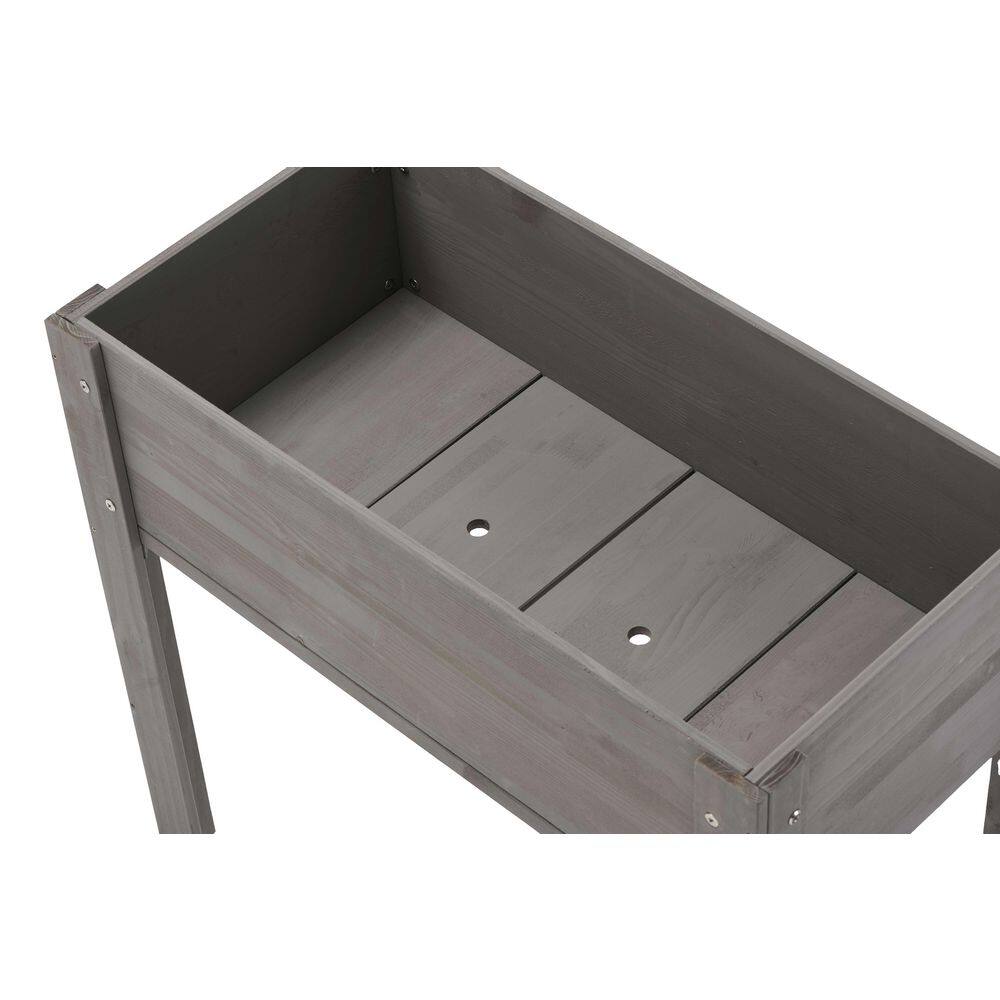 31 in. x 31 in. x 16 in. Grey Wood Raised Garden Bed with Legs, Elevated Wooden Planter Box, Safe Water-Based Coating - Hercitys
