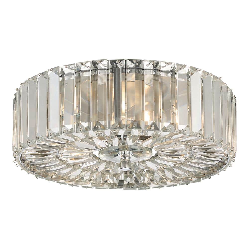 13 in. 2-Light Chrome and Crystal Flush Mount Ceiling Light - Hercitys