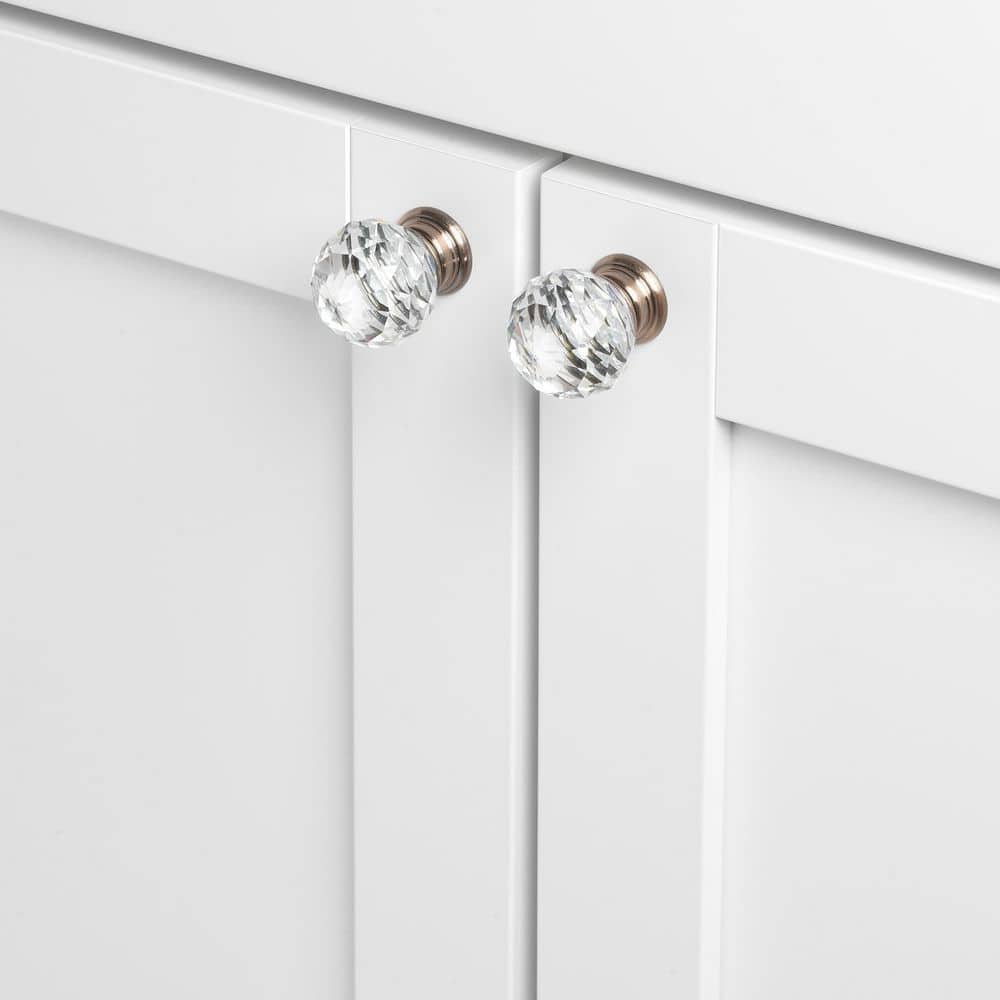 1-1/4 in. Crystal Small K9 with Oil Rubbed Bronze Base Cabinet Knob (10-Pack) - Hercitys