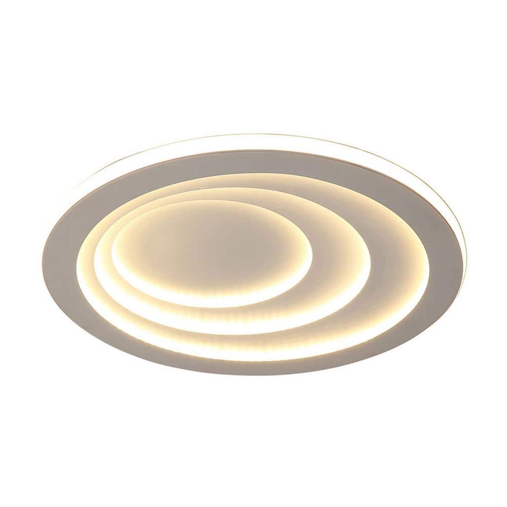 19.7 in. 1-Light White Acrylic Lampshade Integrated LED Flush Mount Ceiling Light - Hercitys