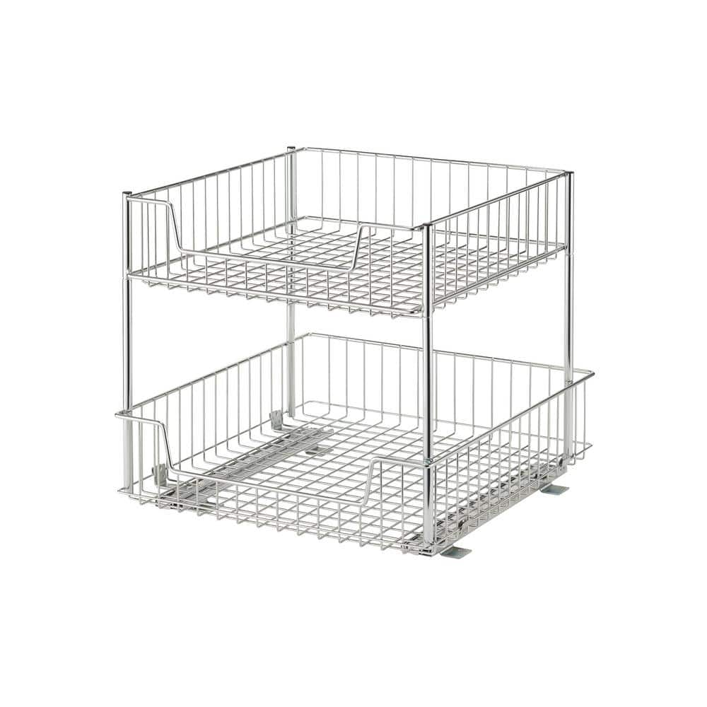 2-Tier Large Sliding Drawer in Chrome - Hercitys