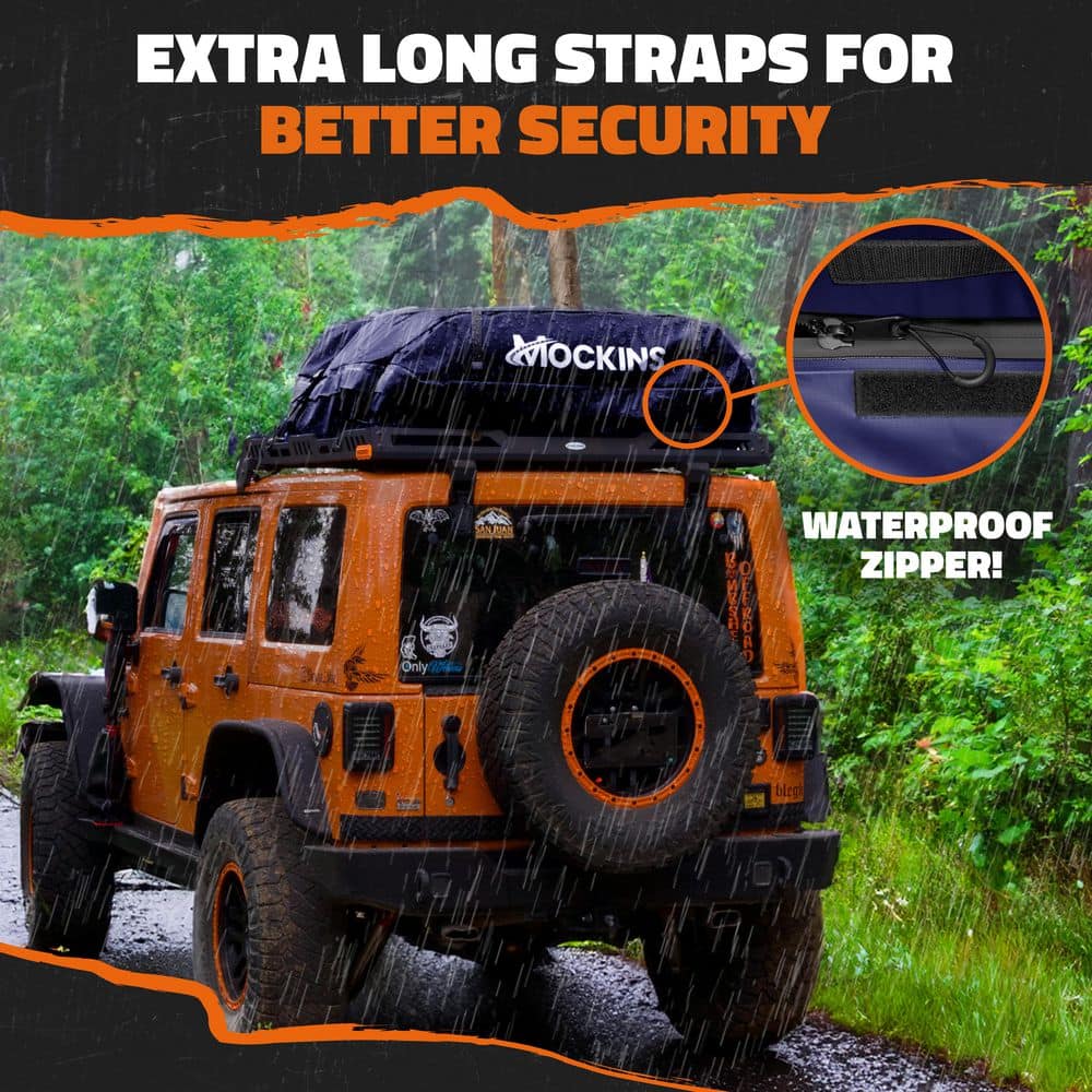 30 Cu Ft. Navy Waterproof Car Roof Cargo Bag (60 in. x 43 in. x 20 in.) with PVC Mat, Straps, Hooks, Lock and Carry Case - Hercitys