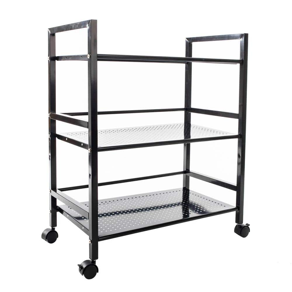 4-Wheeled Widen Iron Multi-functional Storage Cart in Black - Hercitys