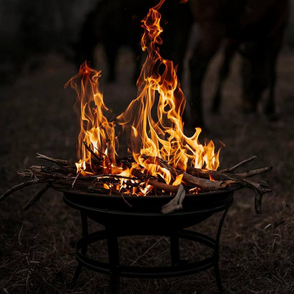 21.5 in. D x 21.5 in. W x 20 in. H Round Metal Wood Burning Fire Pit with Mesh Lid and Fire Picker - Hercitys