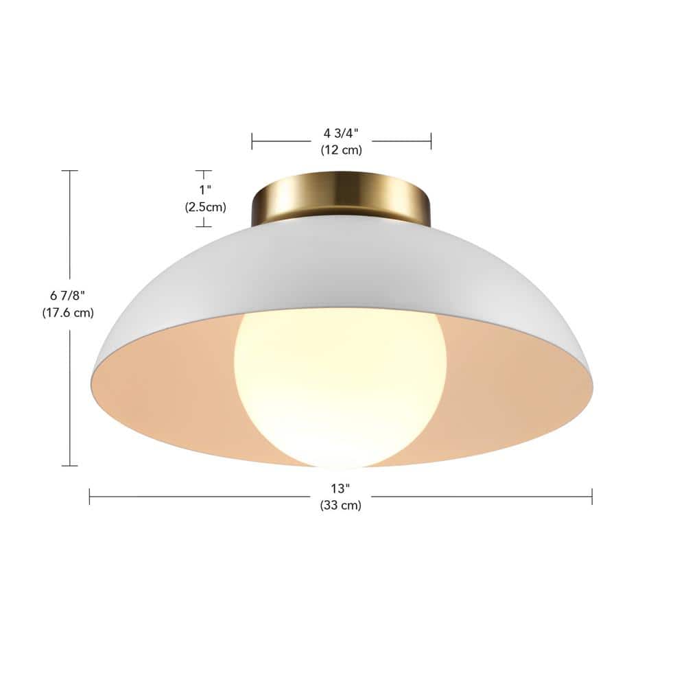 5.9 In. 1-Light Matte White Flush Mount Ceiling Light with White Opal Glass Shade - Hercitys