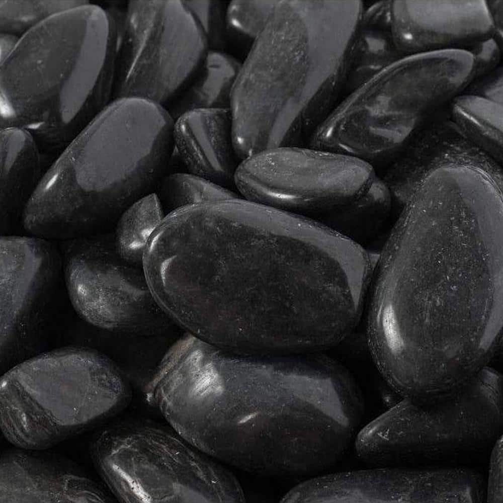 2 in. to 3 in., 20 lb. Large Black Super Polished Pebbles - Hercitys