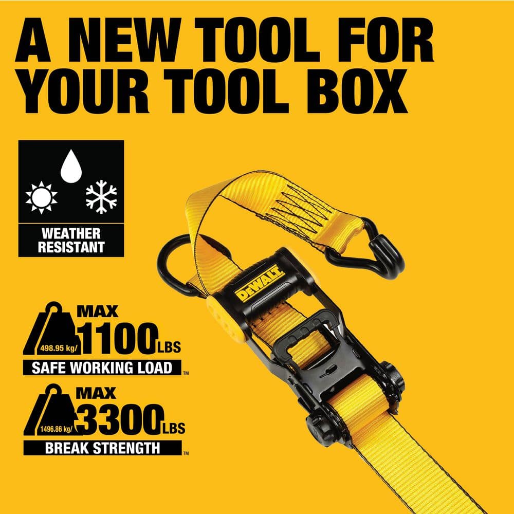 1.5 in. x 16 ft. Ratchet Tie Down Straps 3300 lbs. Break Strength (4-Pack) - Hercitys